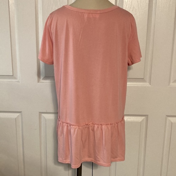 Lavender Field pink ruffled short sleeve top L - Picture 5 of 16